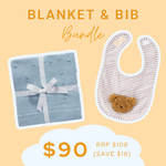 BUNDLE | Blanket & Bib | Blue Bobble & Bear