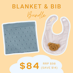 BUNDLE | Blanket & Bib | Blue Pointelle & Bear