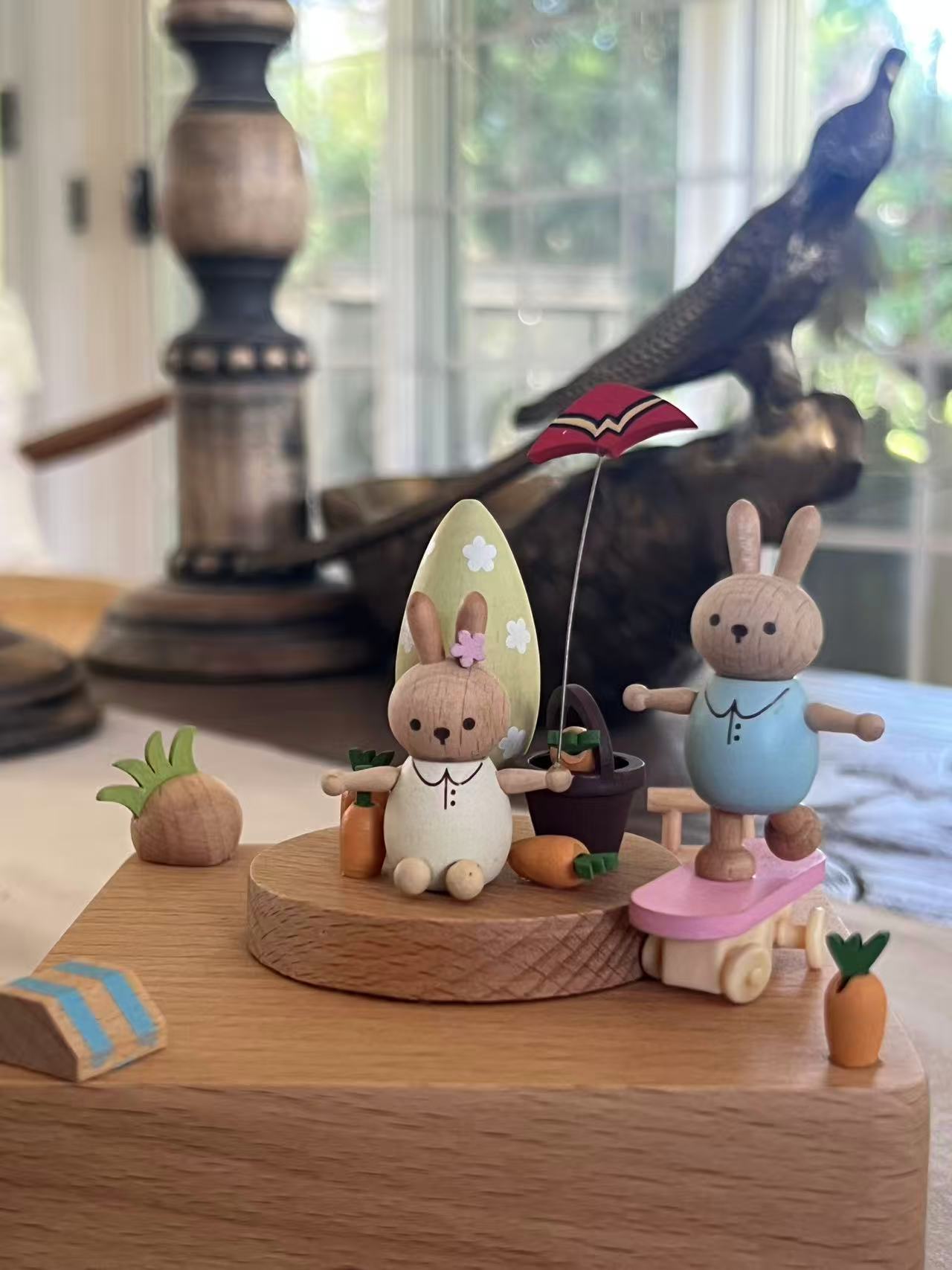 LITTLE MIA | Wooden Music Box | Two Bunnies