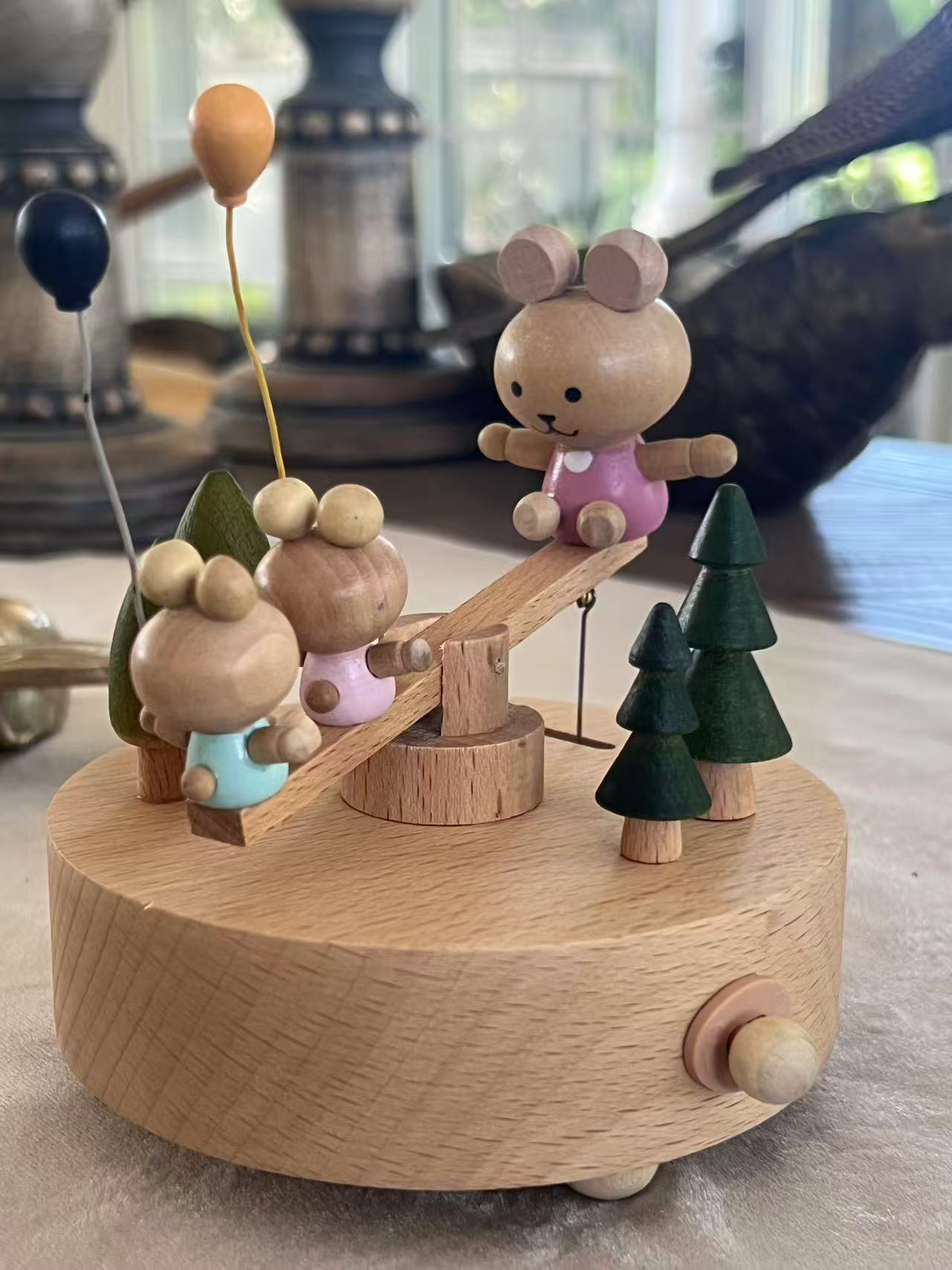 LITTLE MIA | Wooden Music Box | Bunny Family