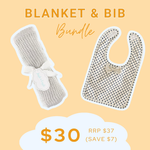 BUNDLE | Blanket & Bib | Grey & Navy Star