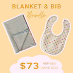 BUNDLE | Blanket & Bib | Grey/Pastel Stitch & Confetti Spot