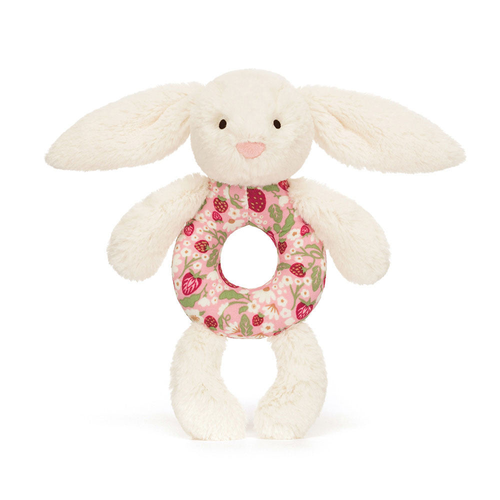 JELLYCAT Baby | Ring Rattle | Bashful Bunny Cream Berry