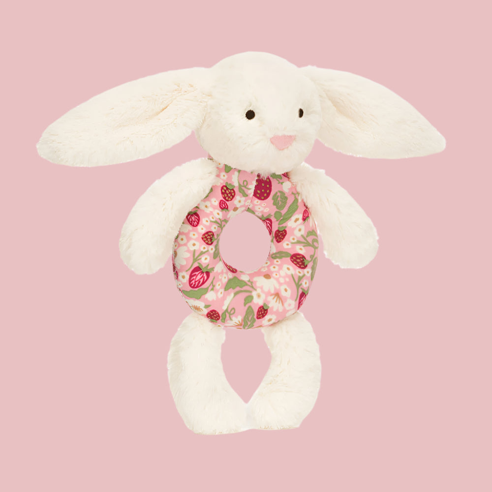 JELLYCAT Baby | Ring Rattle | Bashful Bunny Cream Berry