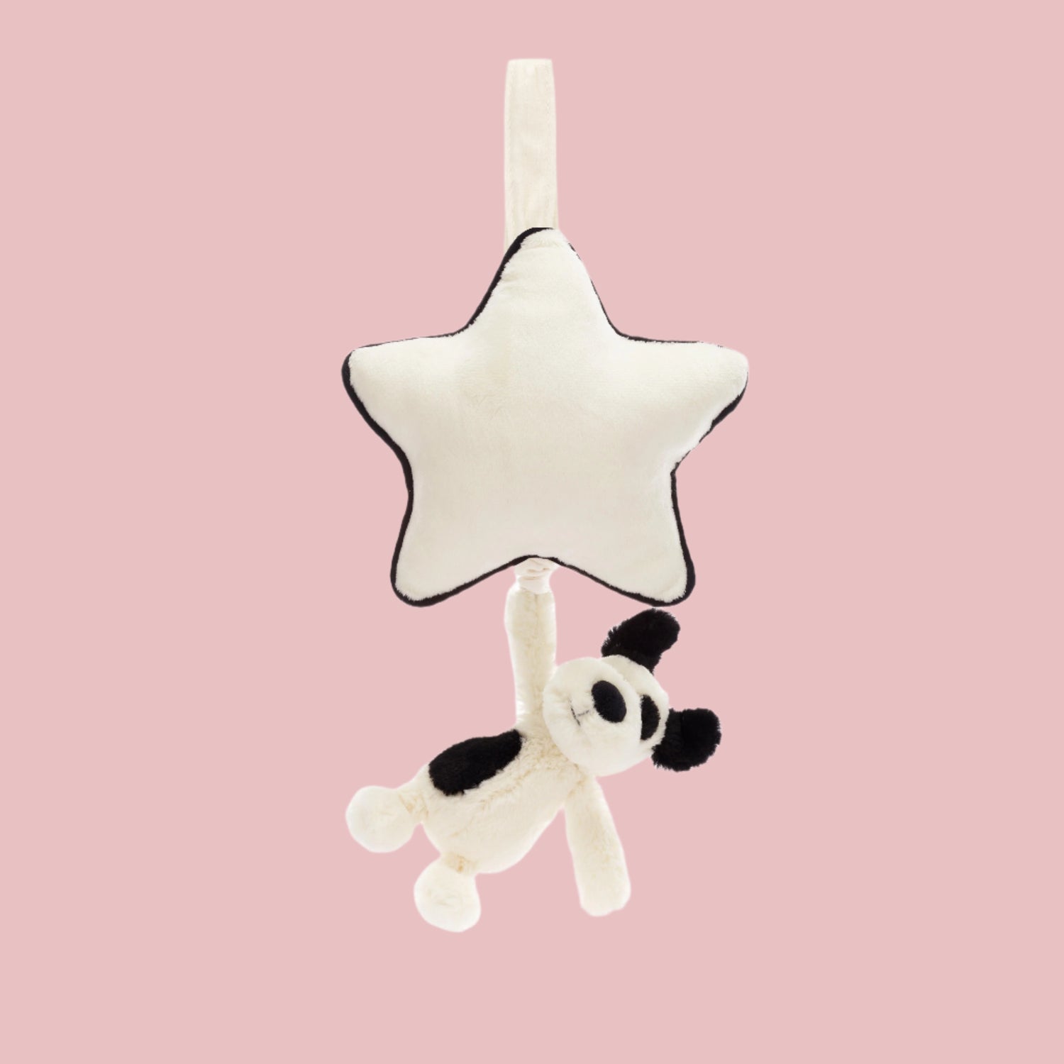 JELLYCAT Bashful Black & Cream Puppy Musical Pull