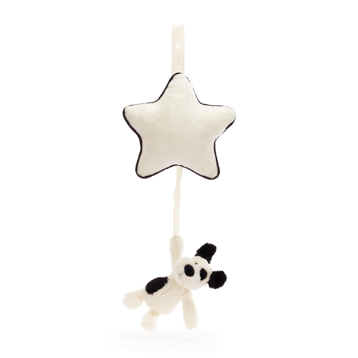 JELLYCAT Bashful Black & Cream Puppy Musical Pull