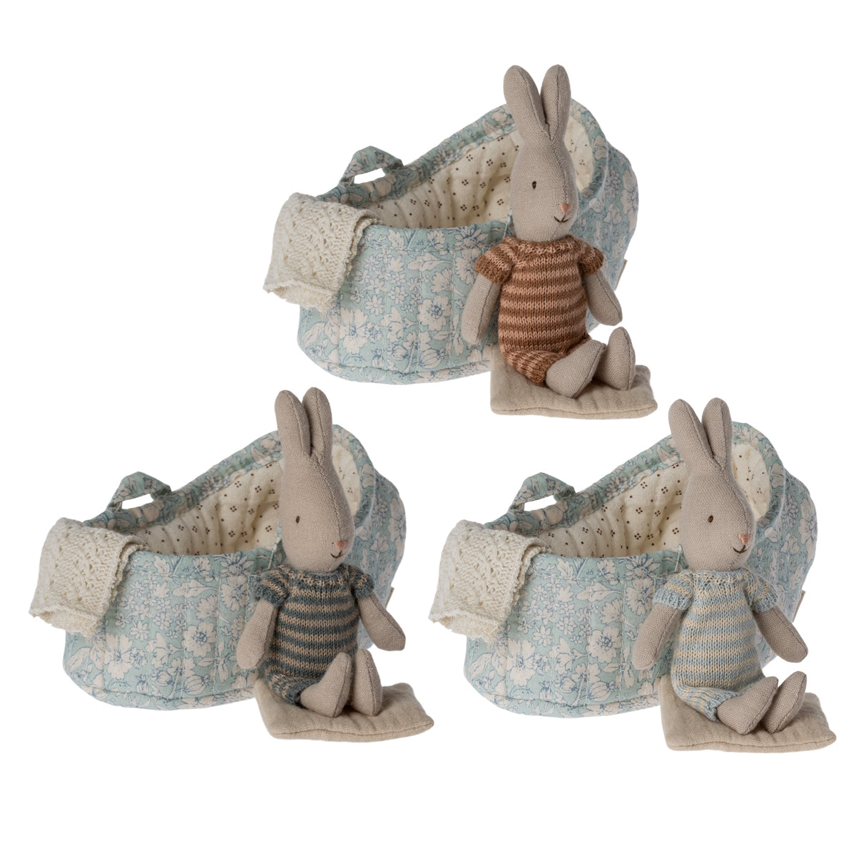 MAILEG | Rabbit in Carry Cot Micro Assorted