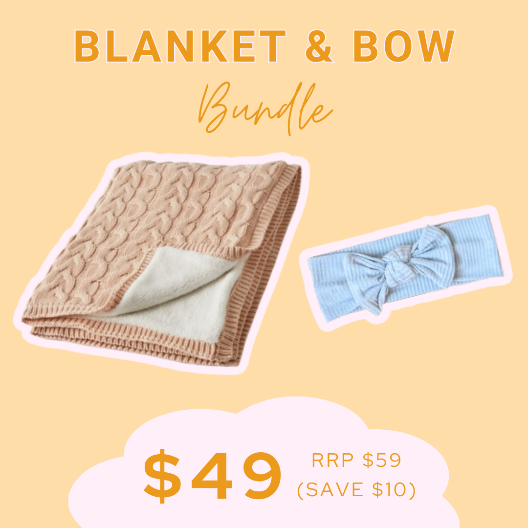 BUNDLE | Blanket & Topknot | Pink Clay & Sky Blue