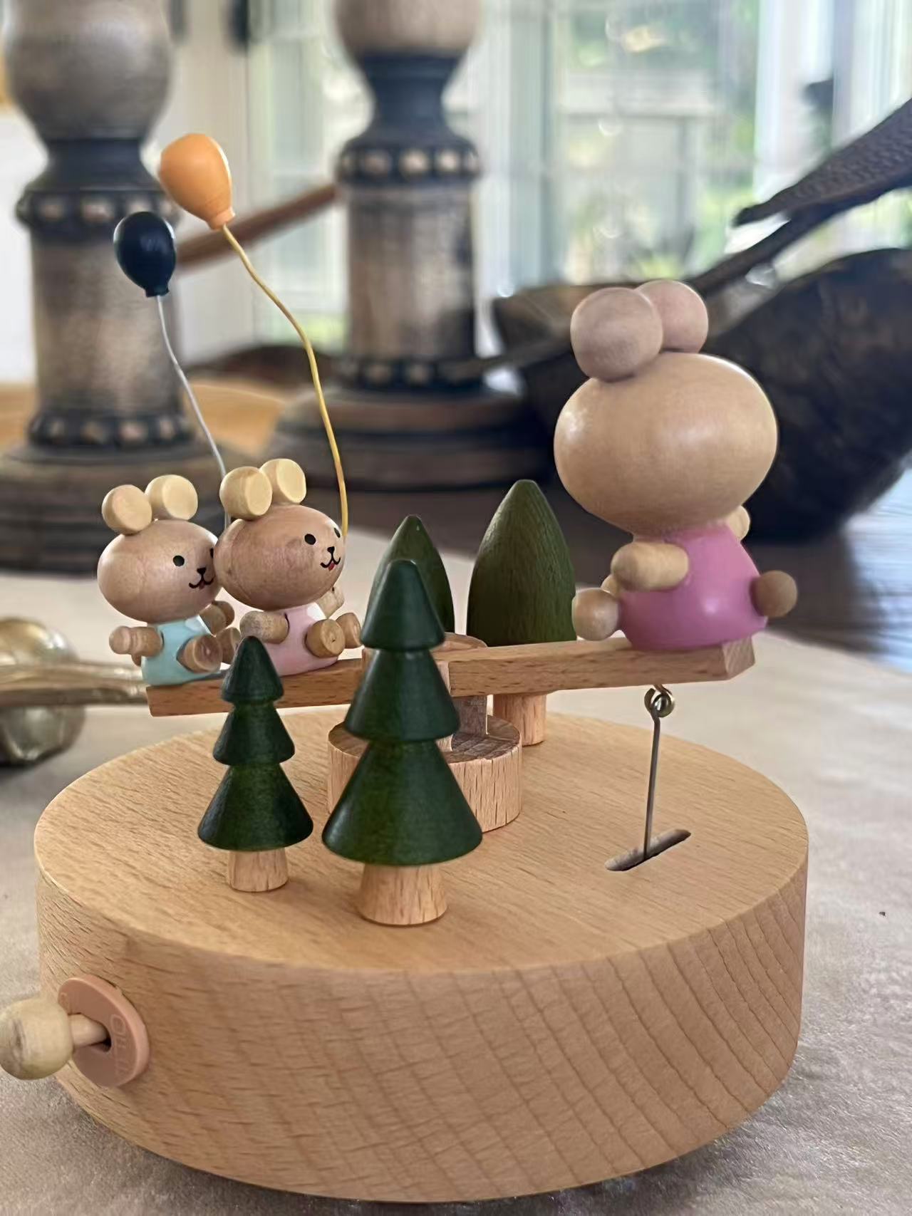LITTLE MIA | Wooden Music Box | Bunny Family