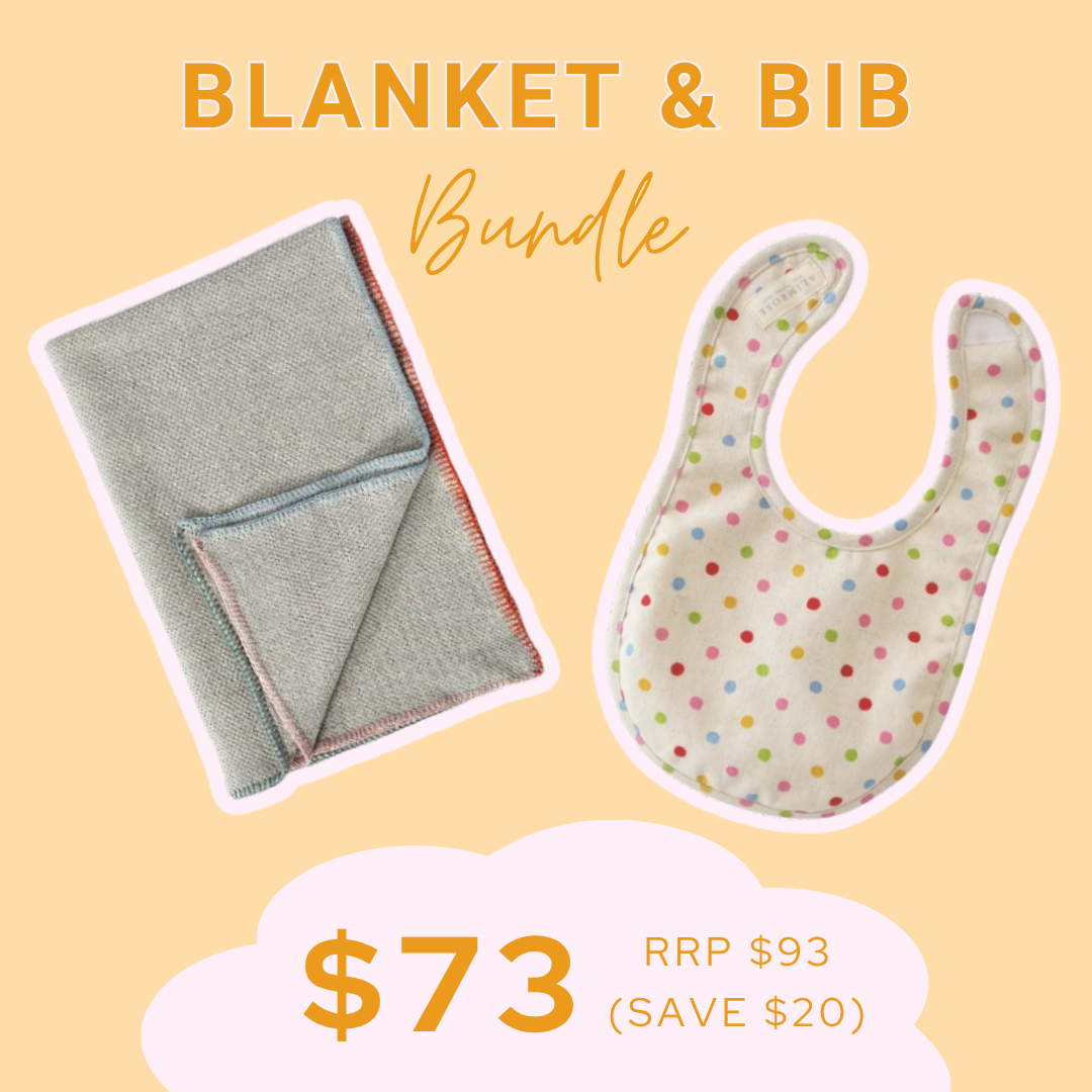 BUNDLE | Blanket & Bib | Grey/Pastel Stitch & Confetti Spot