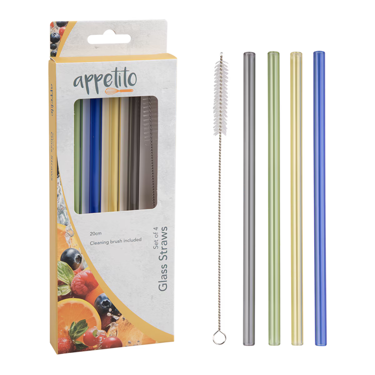 APPETITO | 4pc Glass Straws Set