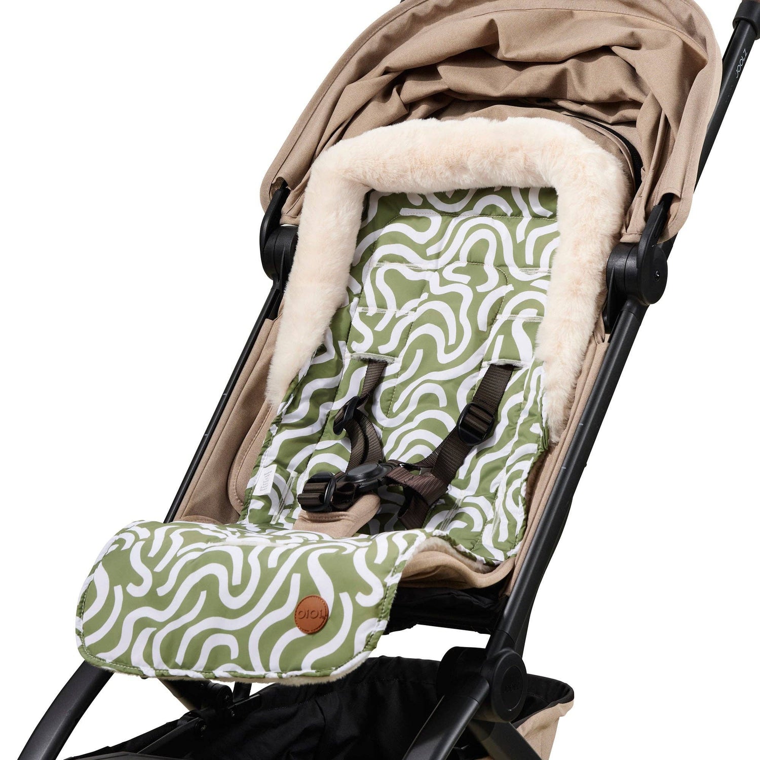 OIOI | Cozy Fleece Pram Liner | Green Squiggle