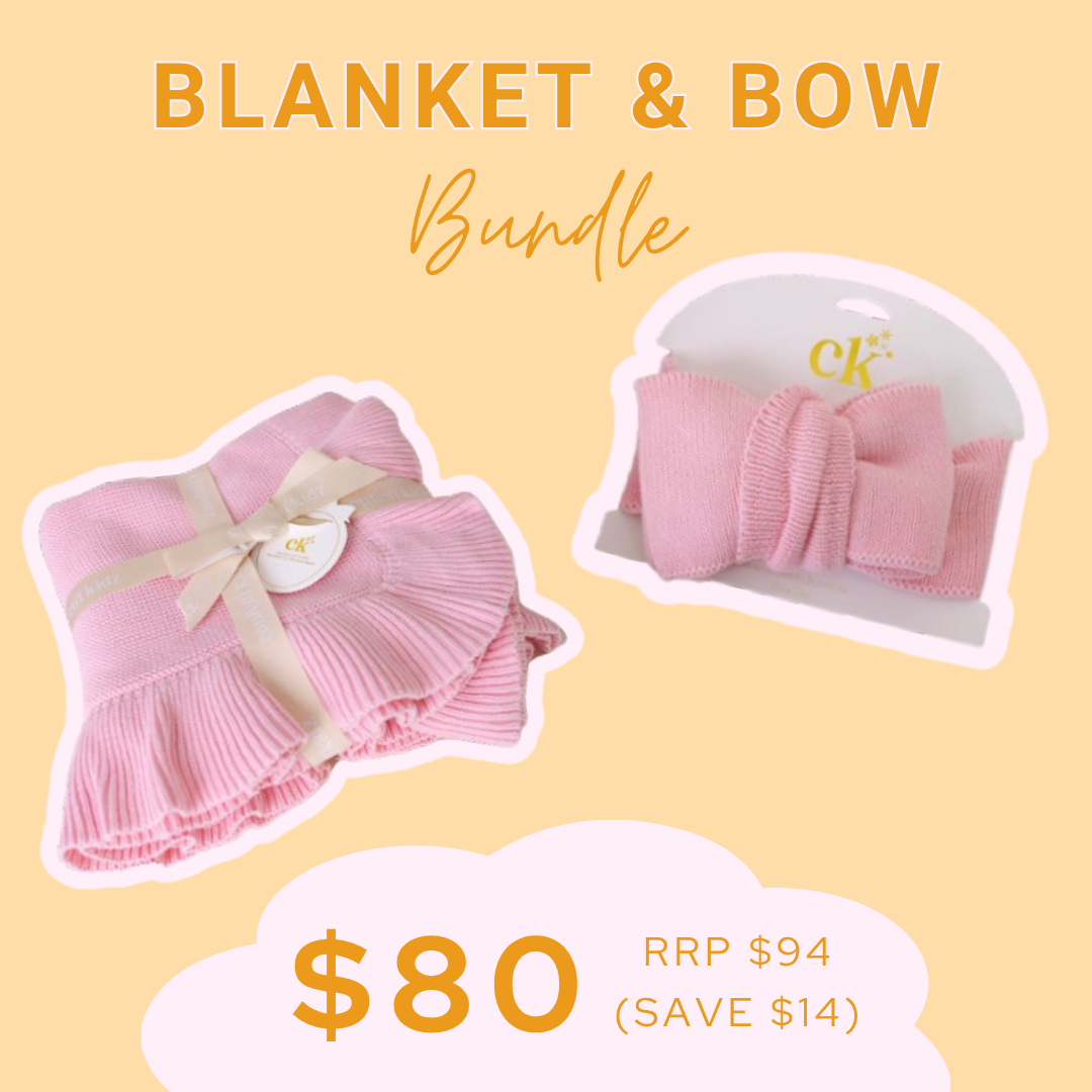 BUNDLE | Blanket & Topknot | Pink Knit Frill
