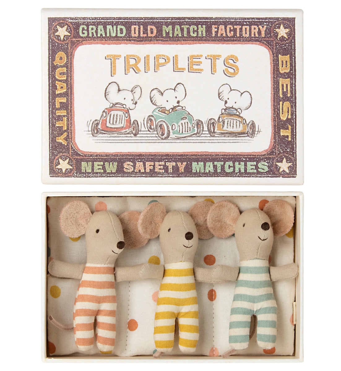 MAILEG | Mice in Matchbox | Triplets Baby Mice