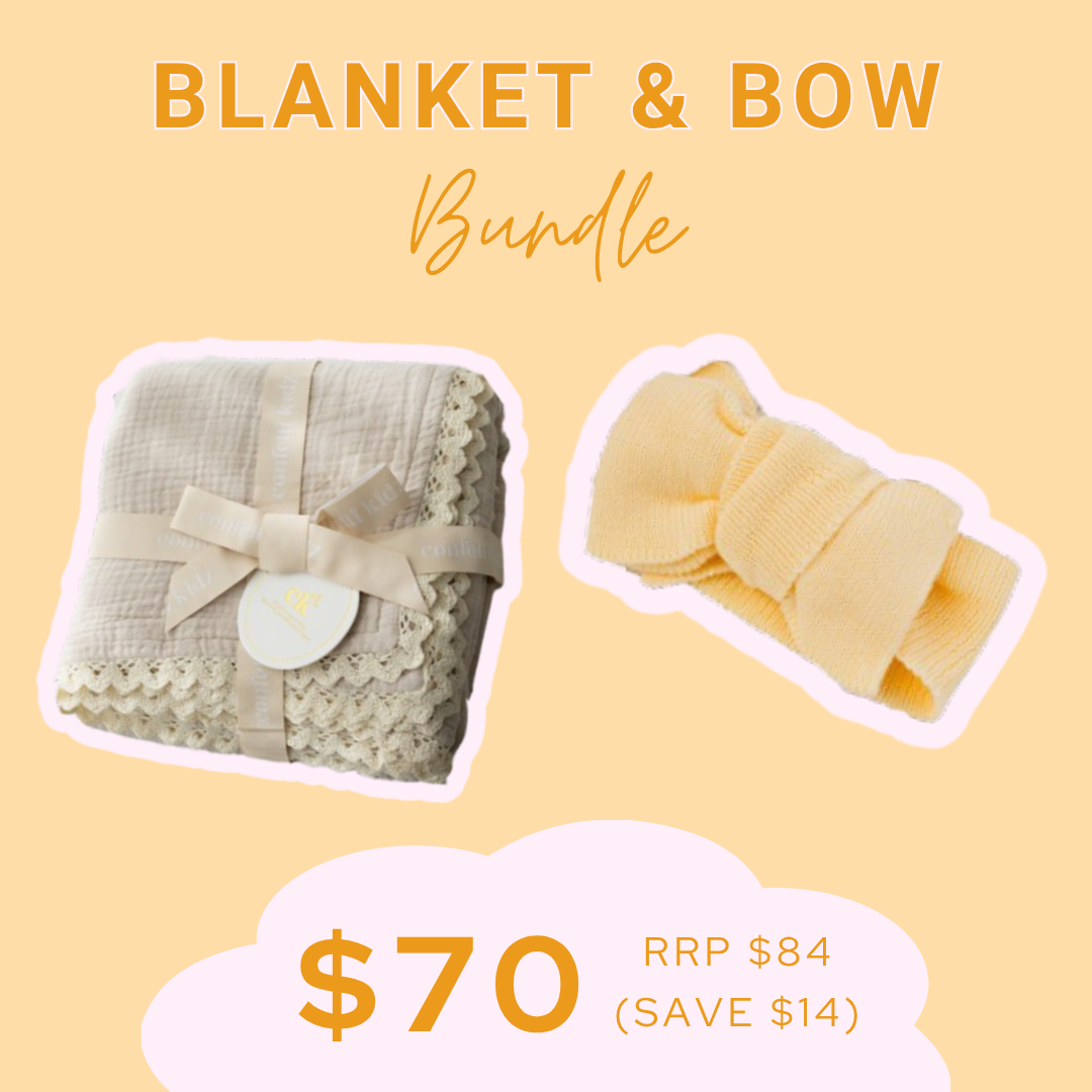 BUNDLE | Blanket & Topknot | Oatmeal & Yellow