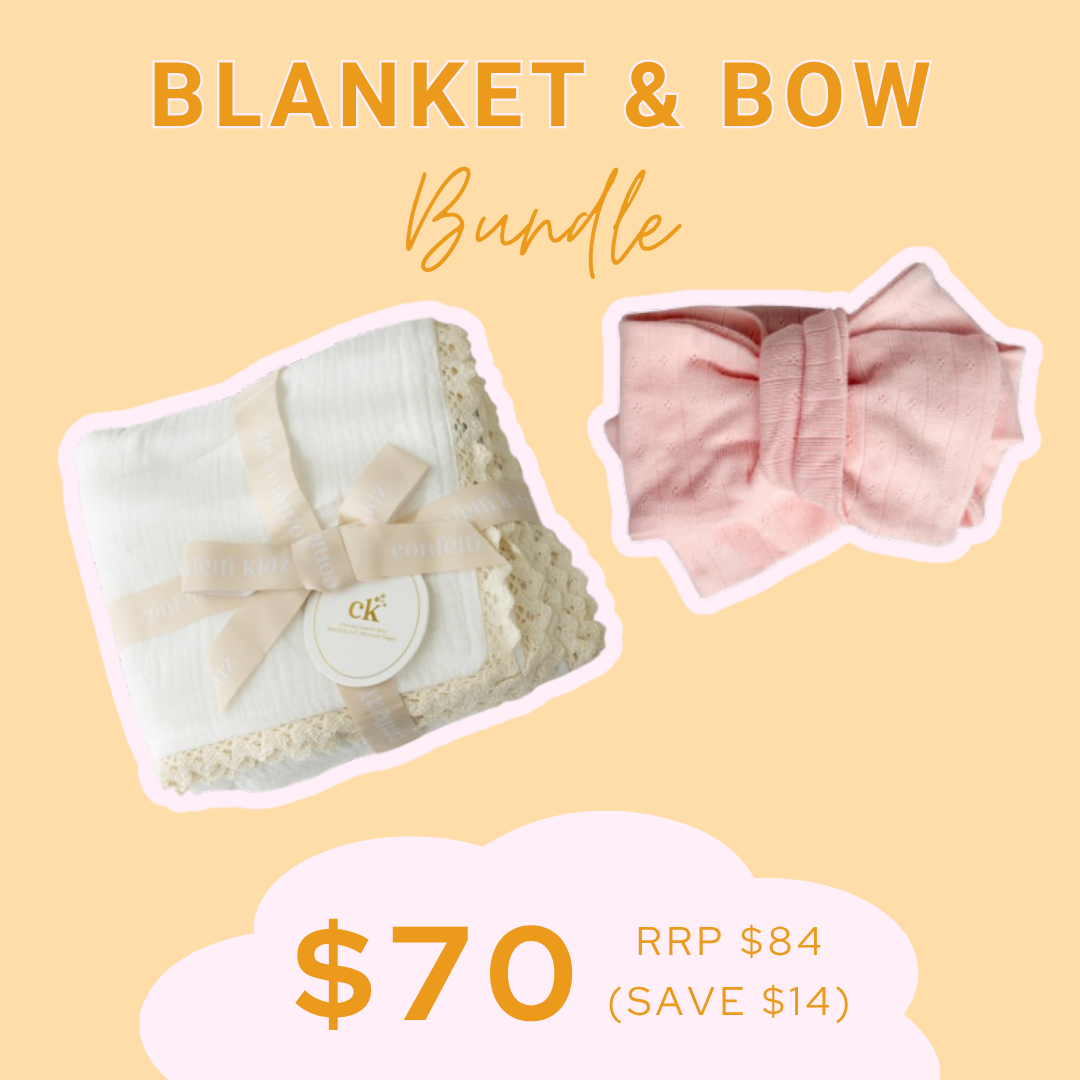 BUNDLE | Blanket & Topknot | White & Petal