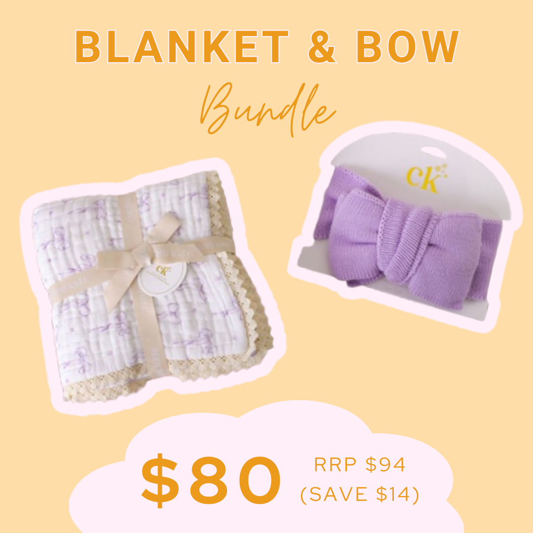 BUNDLE | Blanket & Topknot | Lilac Bows & Lilac Knit