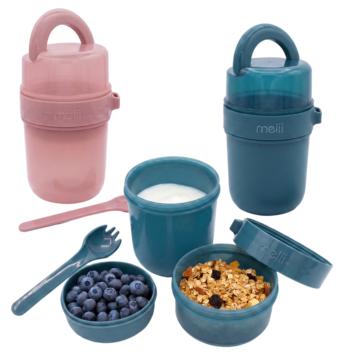 MELII LUXE | Yoghurt & Salad On-the-Go Container with Spoon | 780ml