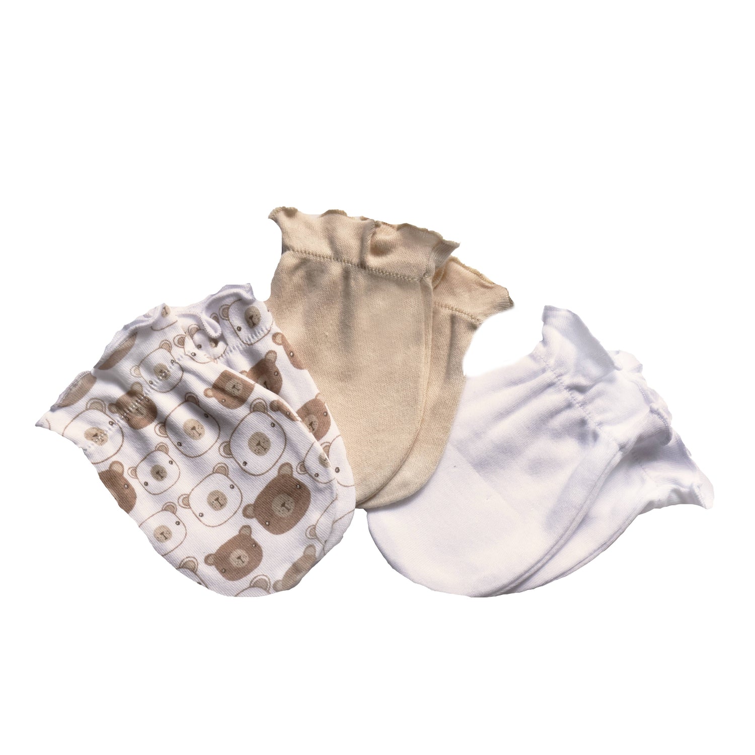 PLAYETTE | 3 Pack Newborn Bear Mittens