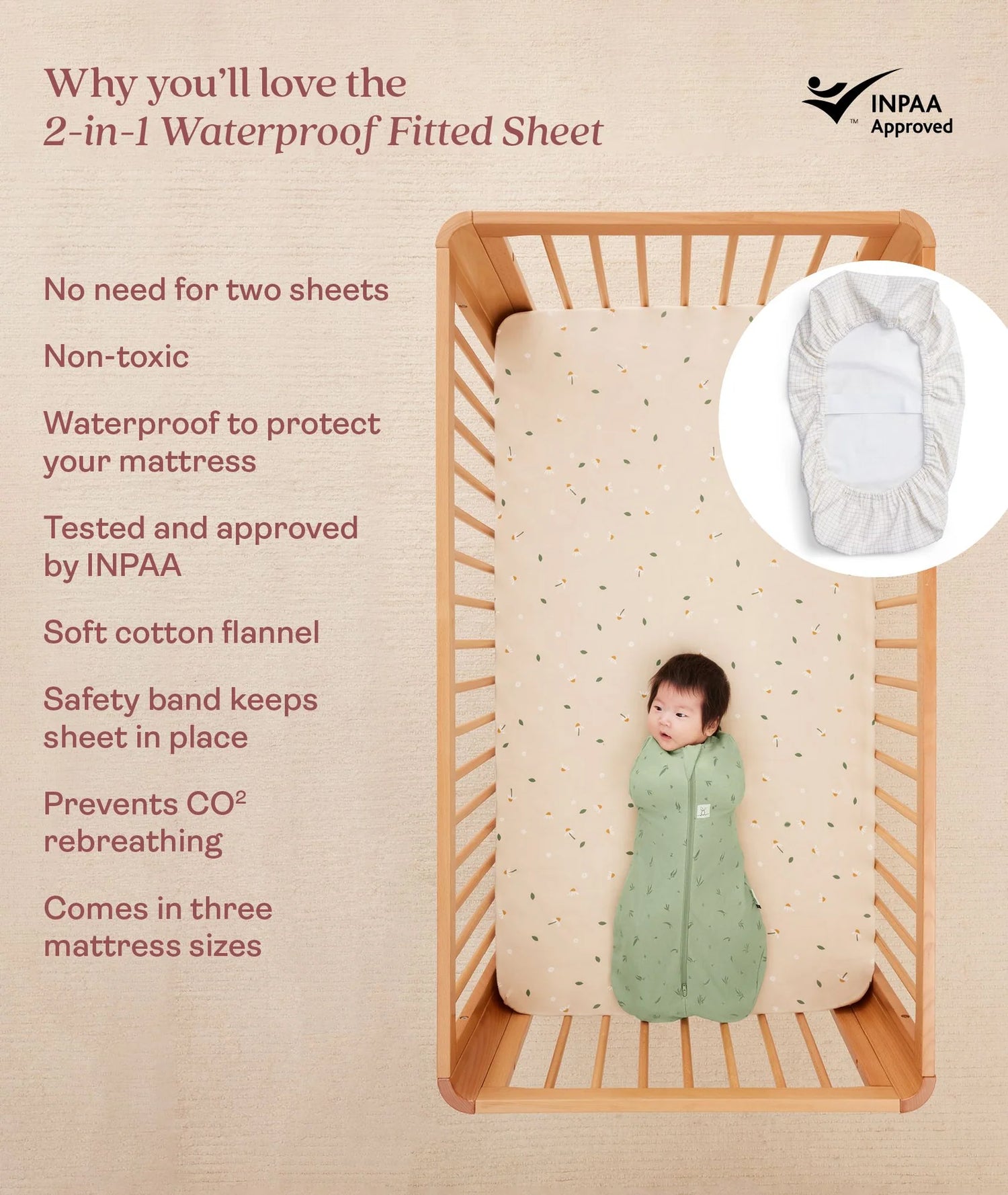 ERGOPOUCH | 2-in-1 Waterproof Fitted Sheet | Cot/Crib