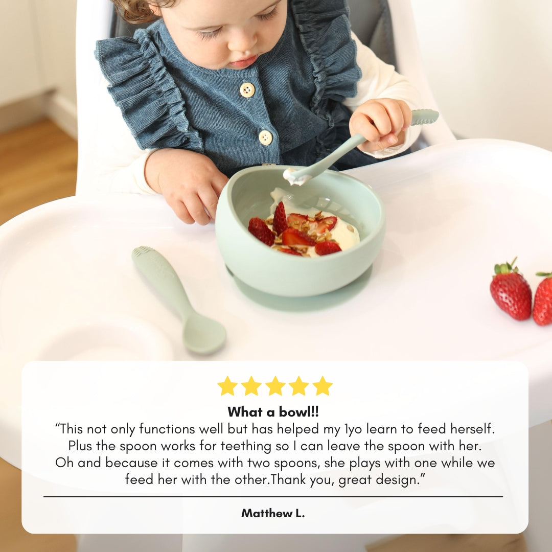 BRIGHT BERRY Silicone Suction Bowl Set with Two Spoons