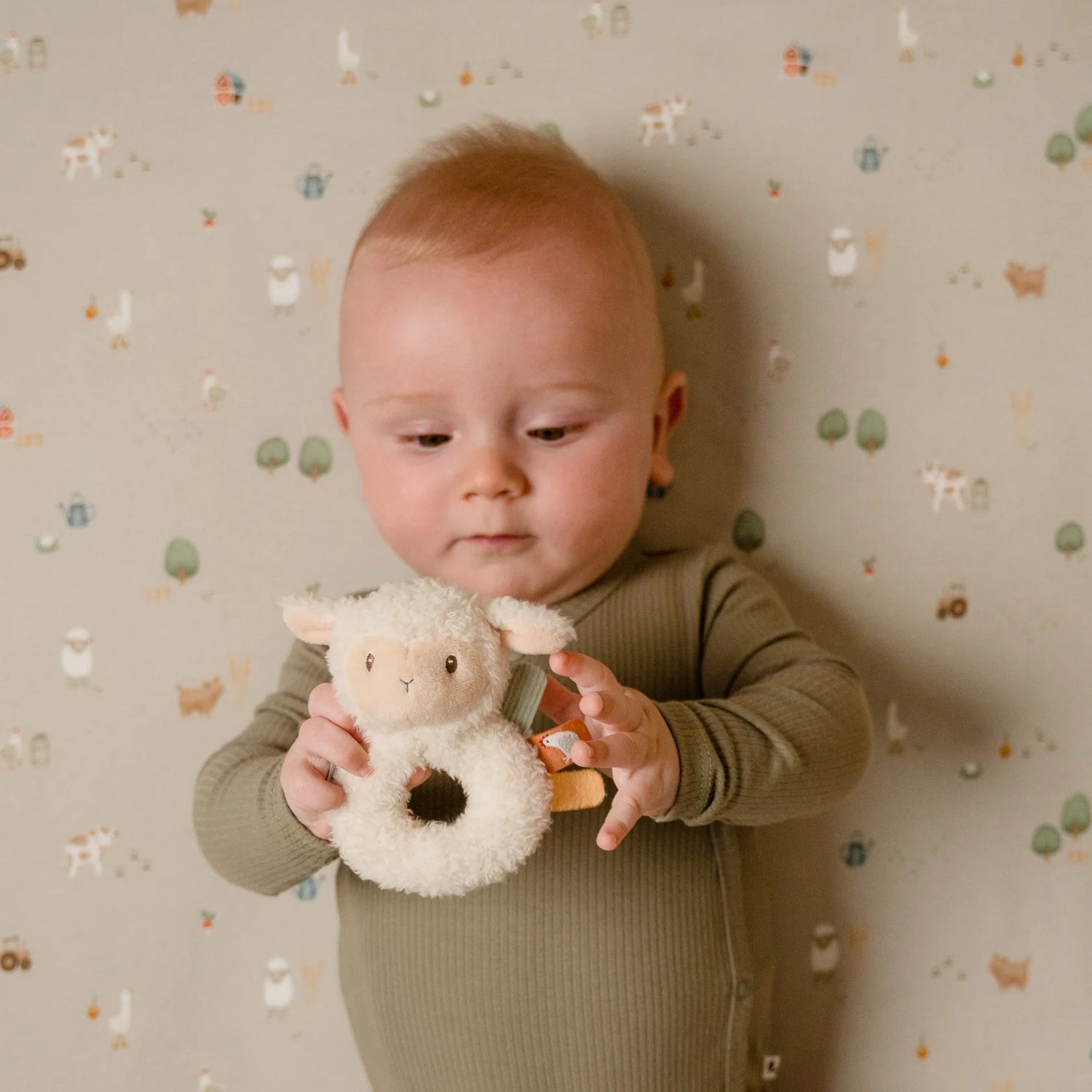 LITTLE DUTCH | Little Farm Soft Ring Rattle Sheep