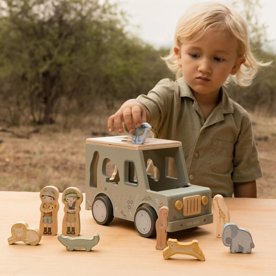 LITTLE DUTCH | 'Safari Friends' Shape Sorter Safari Car