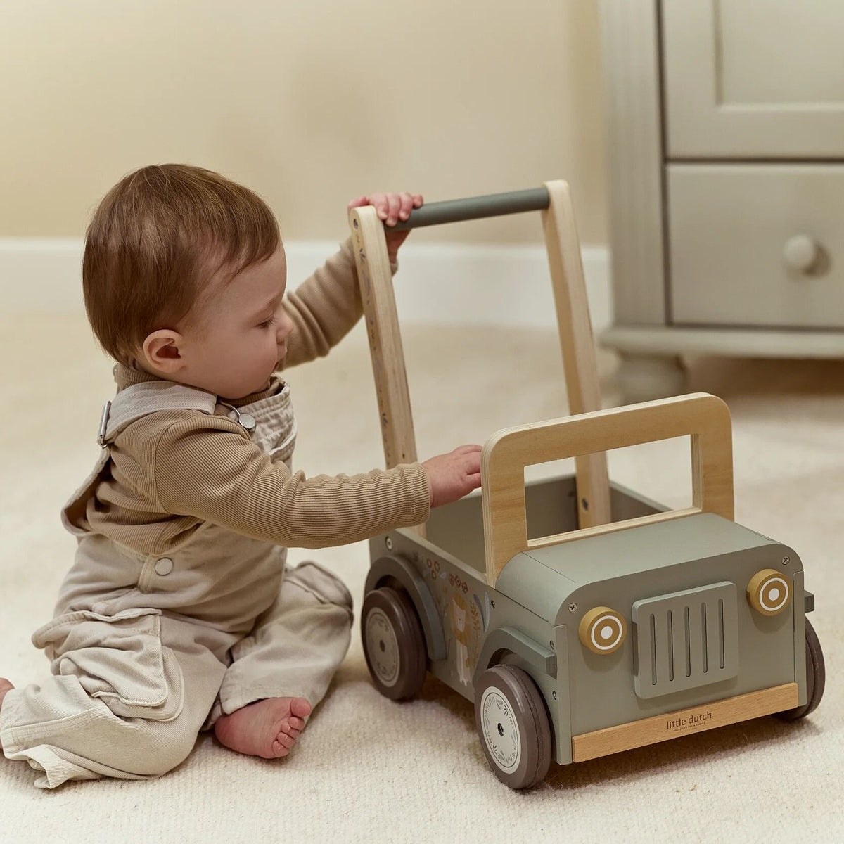 LITTLE DUTCH | 'Safari Friends' Wooden Push Safari Car