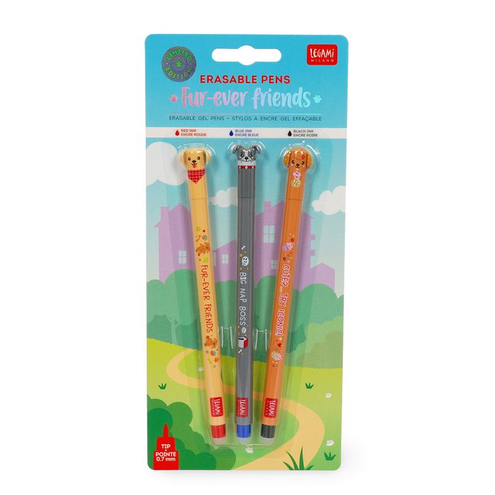 LEGAMI | Set of 3 Erasable Gel Pen | Fur-ever Friends