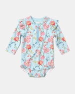 Swim Onesie L/S Twinkle Aqua Garden