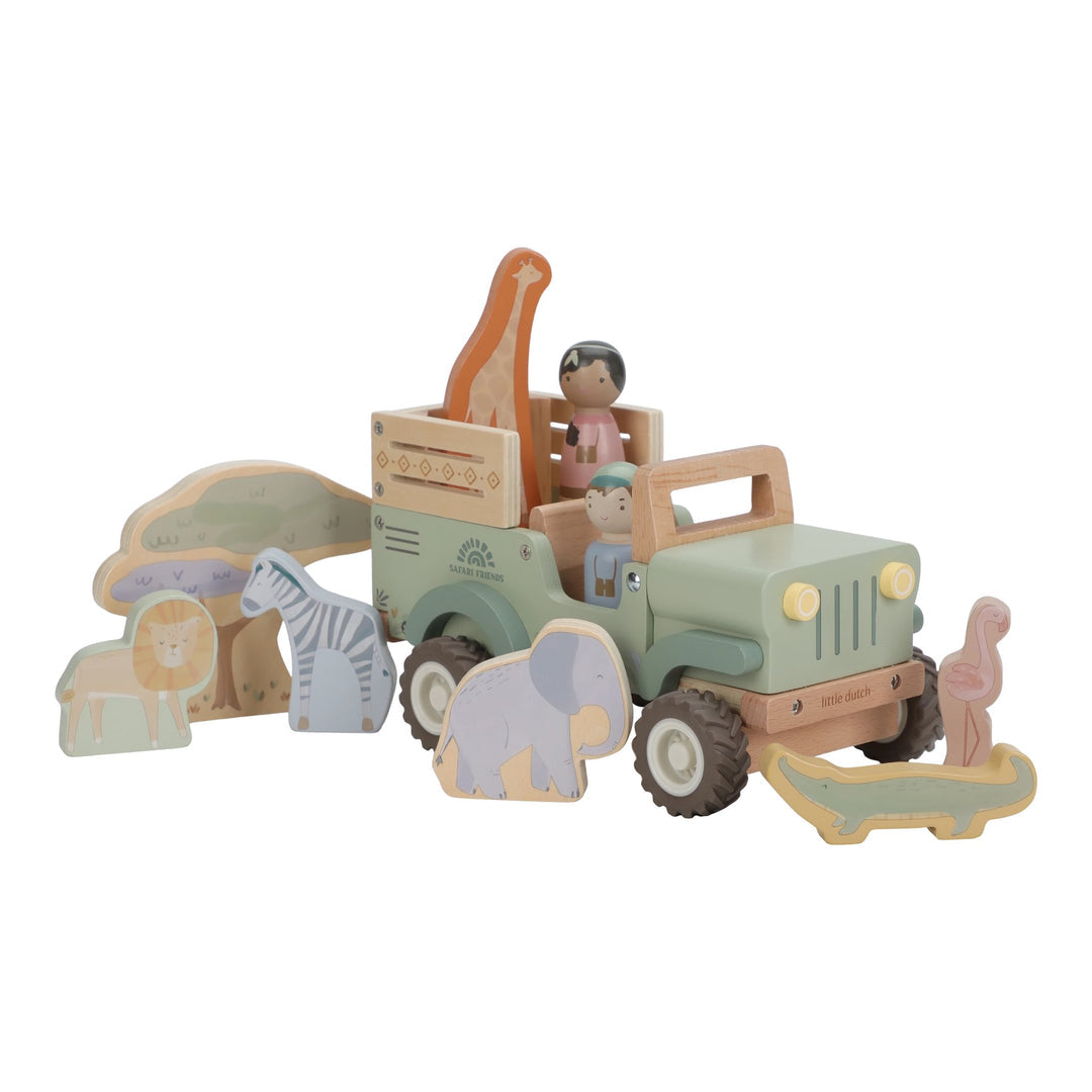 LITTLE DUTCH | 'Safari Friends' Wooden Safari Car with Animals