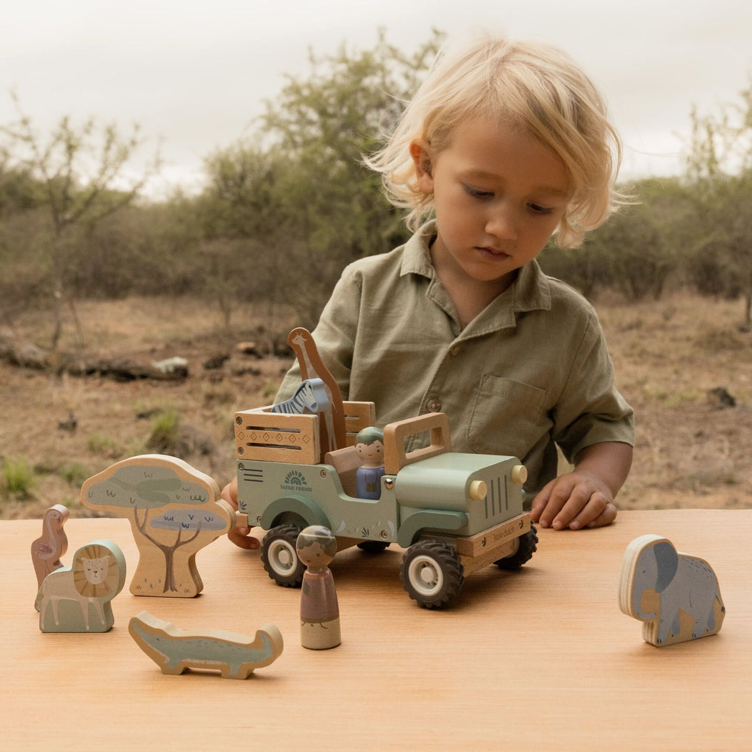 LITTLE DUTCH | 'Safari Friends' Wooden Safari Car with Animals