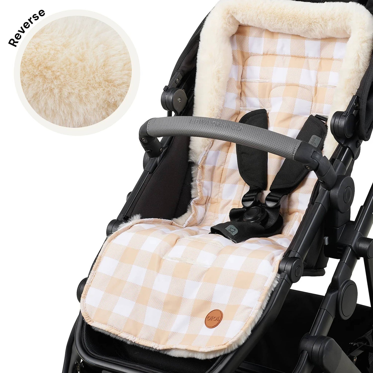 OIOI | Cozy Fleece Pram Liner | Beige Gingham