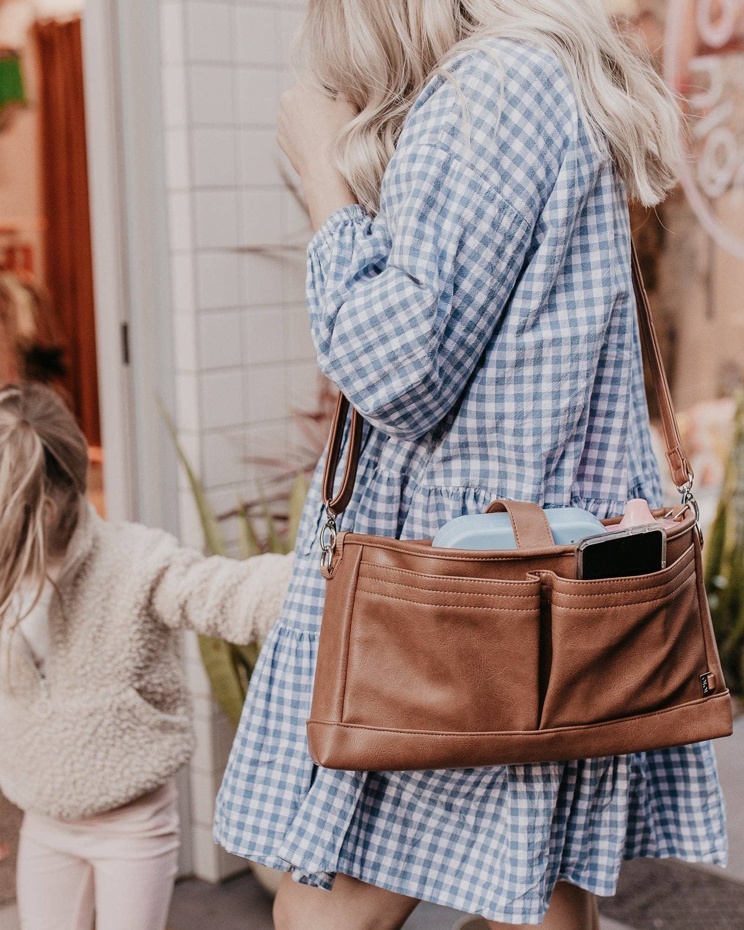 OIOI | Signature Pram Caddy | Tan Vegan Leather
