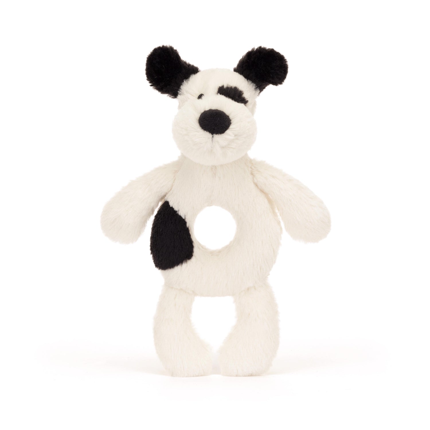 JELLYCAT Baby | Ring Rattle | Bashful Black & Cream Puppy
