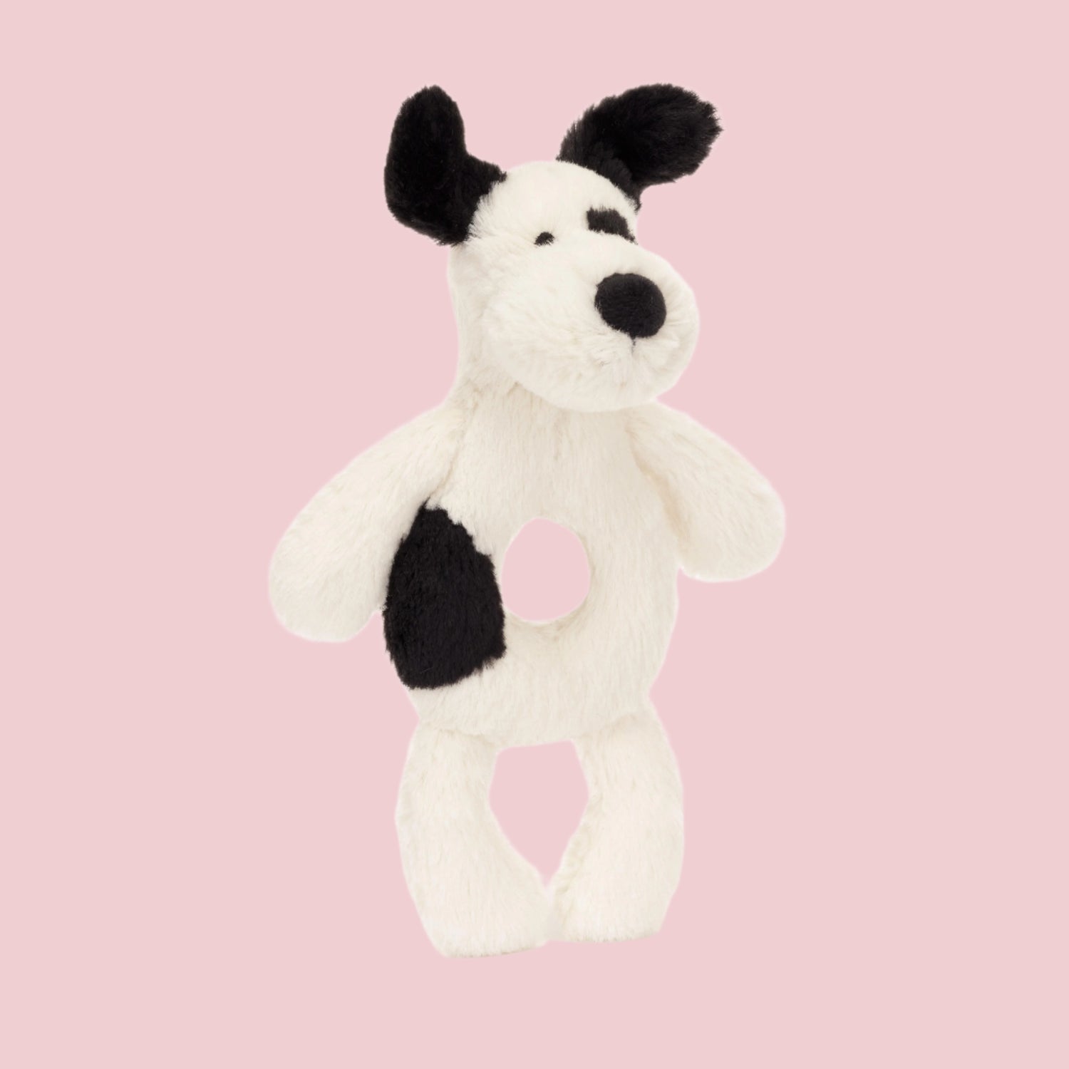 JELLYCAT Baby | Ring Rattle | Bashful Black & Cream Puppy