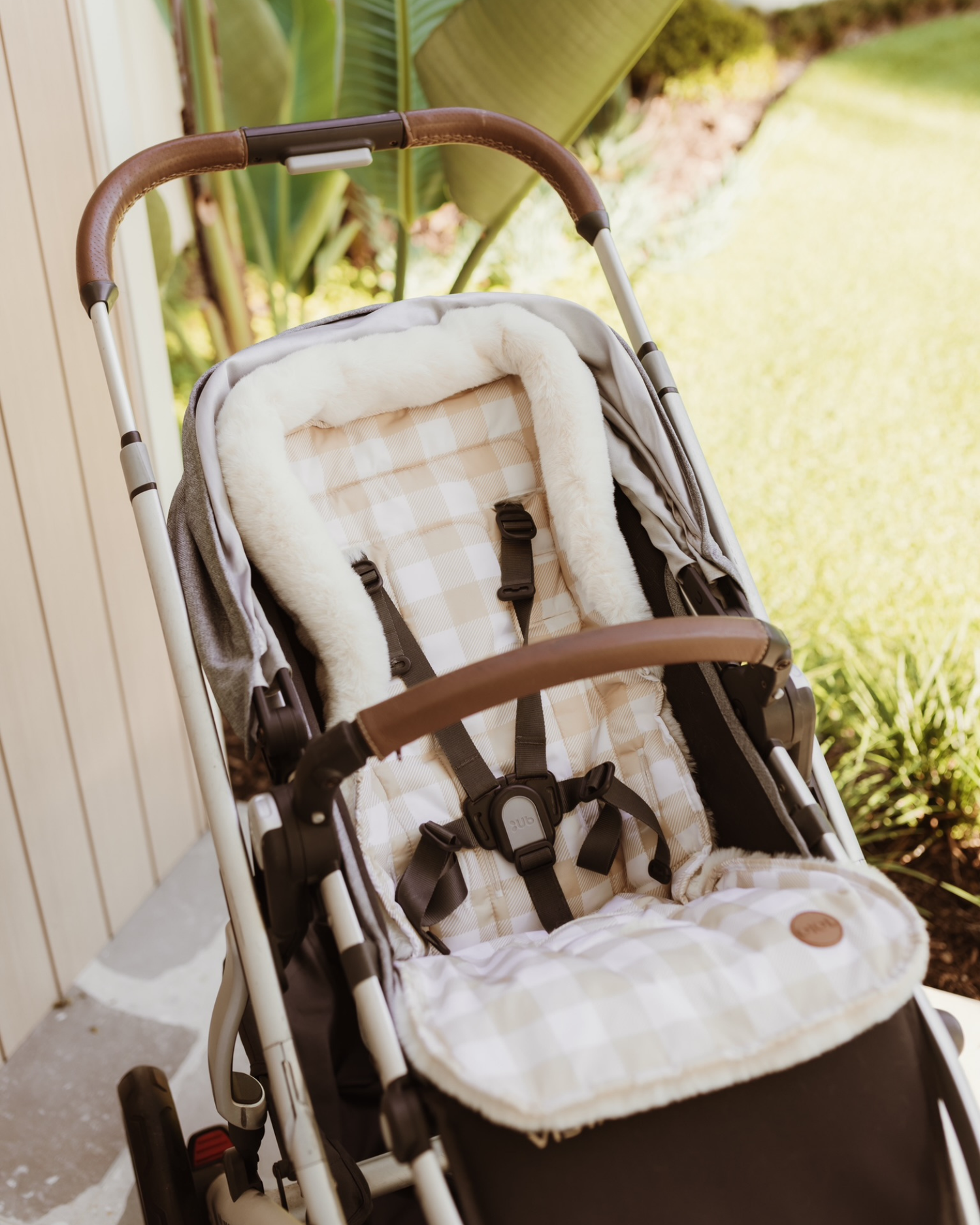 OIOI | Cozy Fleece Pram Liner | Beige Gingham