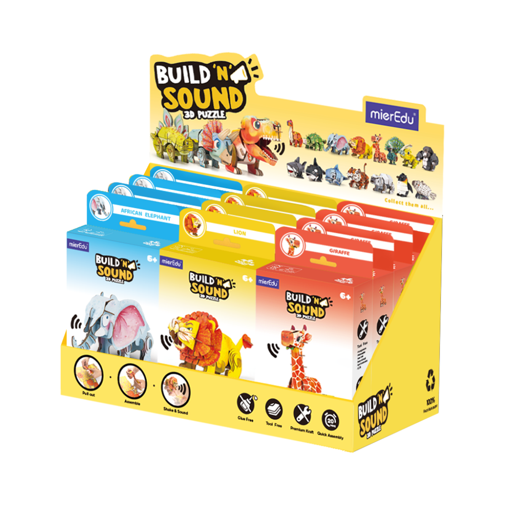MIEREDU | Build n Sound 3D Puzzle | Safari Animals