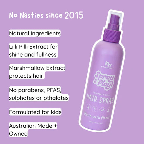 NO NASTIES | Kids Alcohol Free Hair Spray, Calming Lavender and Fresh Lime 200ml