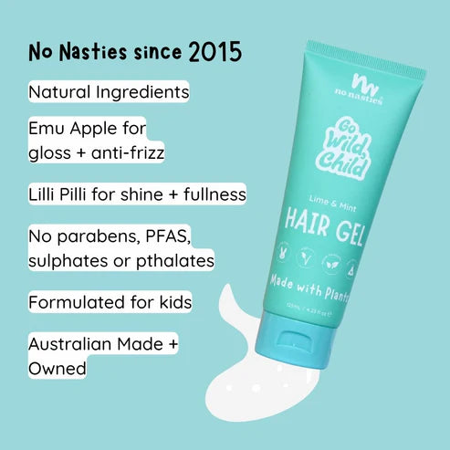 NO NASTIES | Kids Plant Based Kids Hair Gel in Zesty Lime and Fresh Mint 125ml