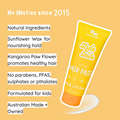 NO NASTIES | Kids Plant Based Hair Paste in Fresh Coconut and Zesty Lime 125ml